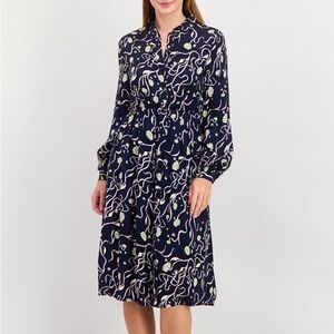 Scotch & Soda Printed Relaxed navy blue floral long sleeve shirt dress size XS